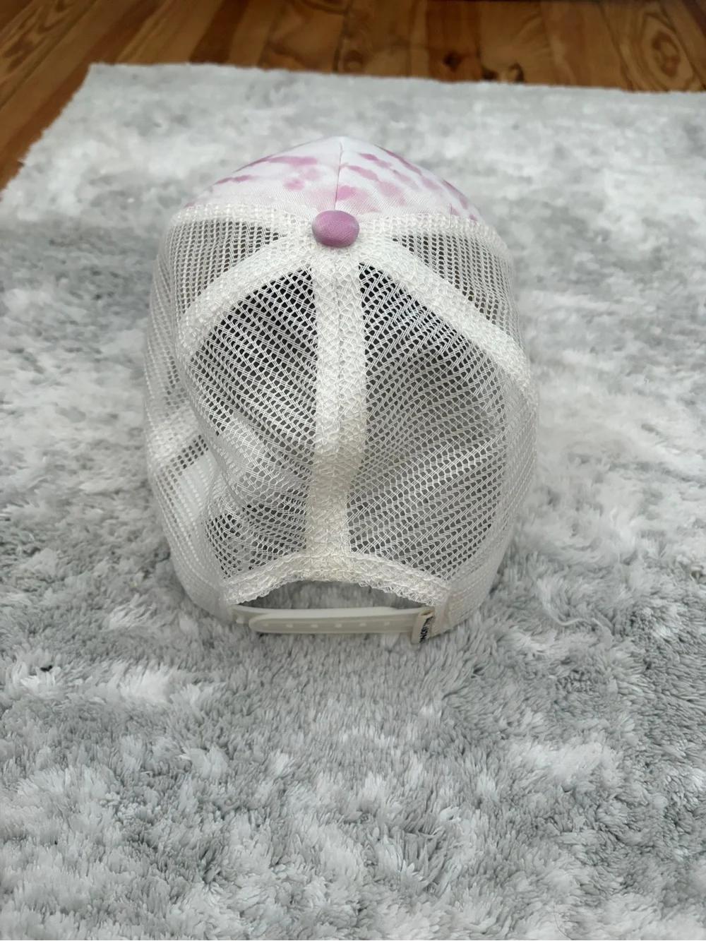 Billabong White and Pink Tie-Dye Trucker Cap with Tropical Logo